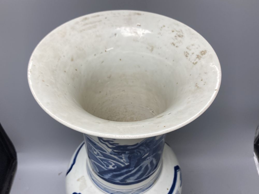 A large Chinese blue and white yen-yen vase with ormolu mounts, 54.5cm